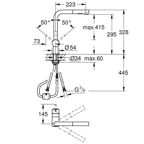 ΜΠΑΤΑΡΙΑ ΝΕΡΟΧΥΤΗ  ΜΕ ΝΤΟΥΣ GROHE MINTA 30274000 Chrome