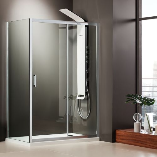 ΚΑΜΠΙΝΑ ΠΟΡΤΑ ΝΤΟΥΖΙΕΡΑΣ Axis SLIDER (1+1) SLX 150 C Clean Glass + 1 x X3/185-100 ΠΡΟΦΙΛ ΠΡΟΕΚΤΑΣΗΣ 151-154 x h 185 cm