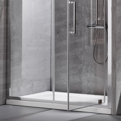 ΚΑΜΠΙΝΑ ΠΟΡΤΑ ΝΤΟΥΖΙΕΡΑΣ Devon Primus Plus (1+1) Pivot + Infill PIR 120 C Χρώμιο & 2 x D3/195-100 ΠΡΟΦΙΛ ΠΡΟΕΚΤΑΣΗΣ 124-127 x h 195 cm