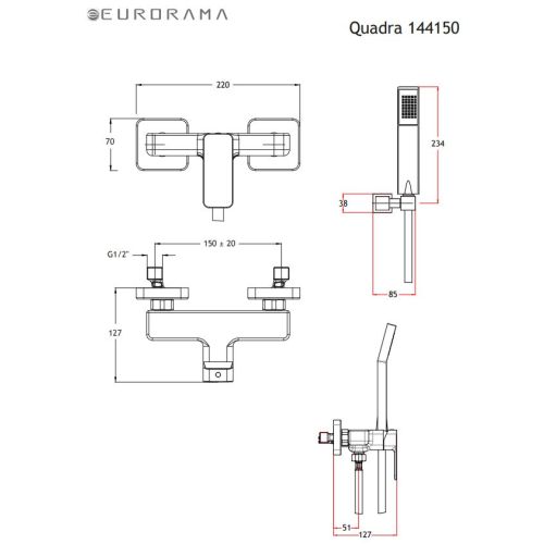 ΜΠΑΤΑΡΙΑ ΝΤΟΥΖΙΕΡΑΣ ΠΛΗΡΕΣ EURORAMA QUADRA 144150 Inox
