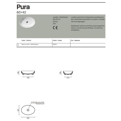 ΝΙΠΤΗΡΑΣ ΕΠΙΤΡΑΠΕΖΙΟΣ GSI PURA 8842 Platinum 60x42 cm