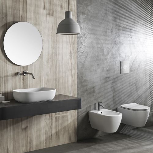 ΛΕΚΑΝΗ WC ΚΡΕΜΑΣΤΗ ΜΕ ΚΑΛΥΜΜΑ SCARABEO MOON Clean Flush® 552000SC White Matt 50,5x36 cm