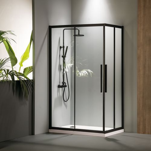 ΚΑΜΠΙΝΑ ΝΤΟΥΖΙΕΡΑΣ ΤΕΤΡΑΓΩΝΗ Devon Flow Corner Entry CF 80 C Black matt 80x80x h 195 cm