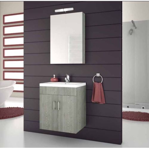 ΕΠΙΠΛΟ ΜΠΑΝΙΟΥ SET Drop MILITOS 50 Brown 1 ΜΕ ΚΑΘΡΕΠΤΗ ΕΡΜΑΡΙΟ ΚΑΙ ΦΩΤΙΣΤΙΚΟ