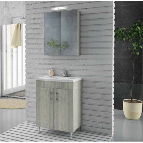 ΕΠΙΠΛΟ ΜΠΑΝΙΟΥ SET Drop MILITOS 60 Brown 1 ΜΕ ΚΑΘΡΕΠΤΗ ΕΡΜΑΡΙΟ