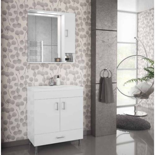 ΕΠΙΠΛΟ ΜΠΑΝΙΟΥ SET Drop MILITOS 70 White ΚΑΘΡΕΠΤΗ ΜΕ ΕΡΜΑΡΙΟ 70cm