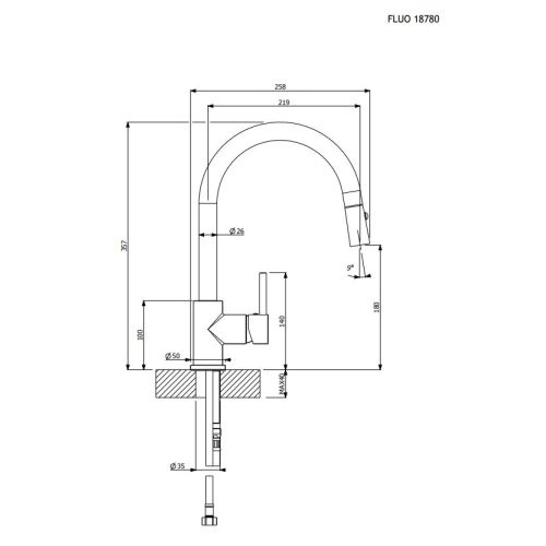 ΜΠΑΤΑΡΙΑ ΚΟΥΖΙΝΑΣ ΜΕ ΝΤΟΥΣ Carron Phoenix FLUO 18780 Granite Black