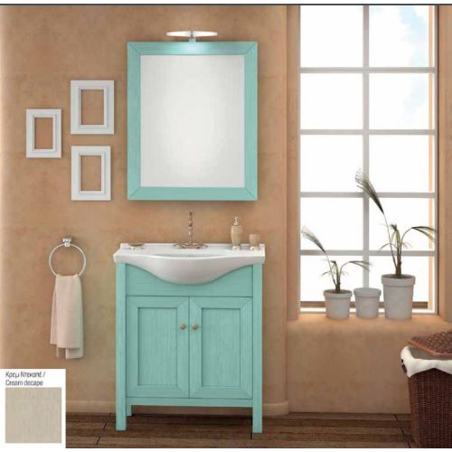 ΕΠΙΠΛΟ ΜΠΑΝΙΟΥ Set Drop FAETHON 65 Decape Cream 65cm ΜΕ ΚΑΘΡΕΠΤΗ ΚΑΙ ΦΩΤΙΣΤΙΚΟ