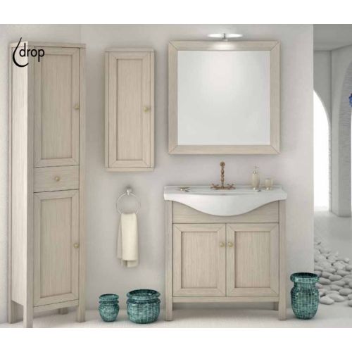 ΕΠΙΠΛΟ ΜΠΑΝΙΟΥ Set Drop NAFSIKA 75 Decape Cream 75cm ΜΕ ΚΑΘΡΕΠΤΗ ΚΑΙ ΦΩΤΙΣΤΙΚΟ