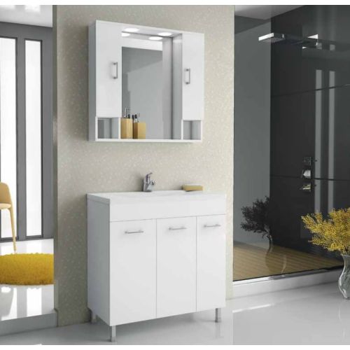 ΕΠΙΠΛΟ ΜΠΑΝΙΟΥ SET Drop MILITOS 80 White ΚΑΘΡΕΠΤΗΣ ΜΕ ΔΥΟ ΕΡΜΑΡΙΑ 80cm