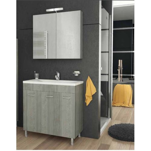 ΕΠΙΠΛΟ ΜΠΑΝΙΟΥ SET Drop MILITOS 80 Brown 1 ΜΕ ΚΑΘΡΕΠΤΗ ΚΑΙ ΦΩΤΙΣΤΙΚΟ 80cm