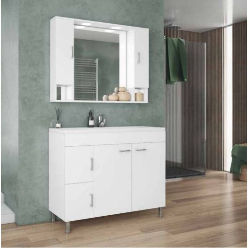 ΕΠΙΠΛΟ ΜΠΑΝΙΟΥ SET Drop MILITOS 100 White ΚΑΘΡΕΠΤΗΣ ΜΕ ΔΥΟ ΕΡΜΑΡΙΑ 100cm