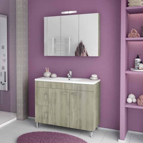 ΕΠΙΠΛΟ ΜΠΑΝΙΟΥ SET Drop MILITOS 100 Elm Wood 1 ΜΕ ΚΑΘΡΕΠΤΗ ΚΑΙ ΦΩΤΙΣΤΙΚΟ 100cm