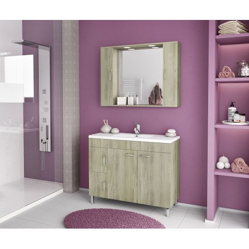 ΕΠΙΠΛΟ ΜΠΑΝΙΟΥ SET Drop MILITOS 100 Elm Wood 2 ΚΑΘΡΕΠΤΗΣ ΜΕ ΔΥΟ ΕΡΜΑΡΙΑ 100cm