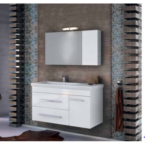 ΕΠΙΠΛΟ ΜΠΑΝΙΟΥ SET Drop STATUS 100 White ΜΕ ΚΑΘΡΕΠΤΗ ΚΑΙ ΦΩΤΙΣΤΙΚΟ