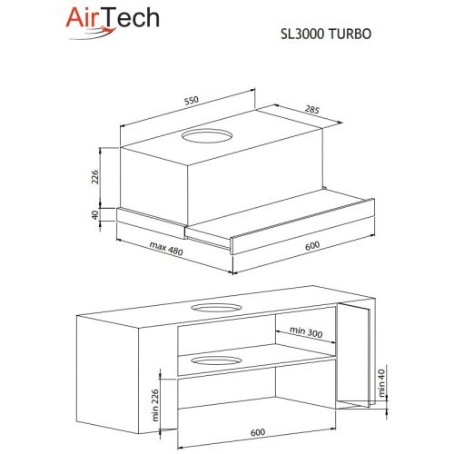 ΑΠΟΡΡΟΦΗΤΗΡΑΣ ΣΥΡΟΜΕΝΟΣ AIRTECH SL 3000 TURBO INOX 60 cm