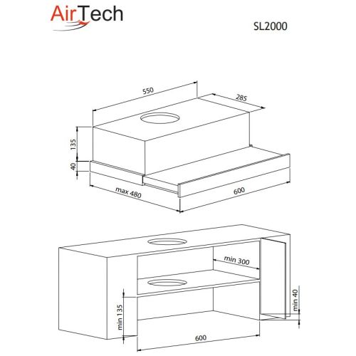 ΑΠΟΡΡΟΦΗΤΗΡΑΣ ΣΥΡΟΜΕΝΟΣ AIRTECH SL 2000 INOX 60 cm