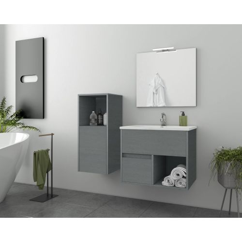 ΕΠΙΠΛΟ ΜΠΑΝΙΟΥ Set Drop SORENTO 65 Graphite Wood Finish 65cm