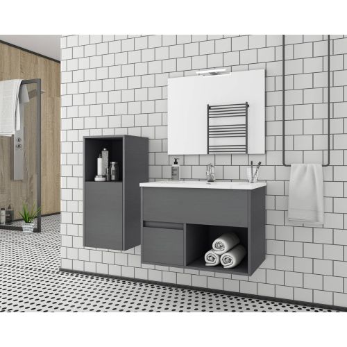 ΕΠΙΠΛΟ ΜΠΑΝΙΟΥ Set Drop SORRENTO 75 Cement Wood Finish 75cm