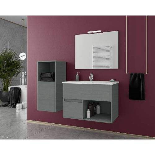 ΕΠΙΠΛΟ ΜΠΑΝΙΟΥ Set Drop SORRENTO 75 Graphite Wood Finish 75cm