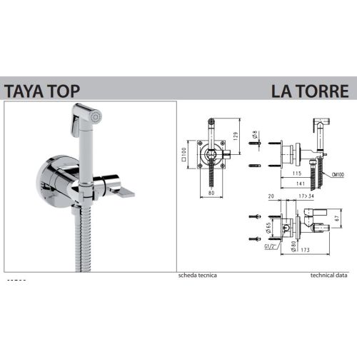 ΜΙΚΤΗΣ ΕΝΤΟΙΧΙΣΜΟΥ ΜΕ ΝΤΟΥΖΑΚΙ SHUT-OFF La Torre Flush Mix 41211 Chrome