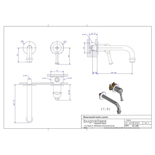ΜΠΑΤΑΡΙΑ ΝΙΠΤΗΡΑ ΕΝΤΟΙΧΙΣΜΟΥ Bugnatese DENVER 6445 Chrome Δύο Οπών
