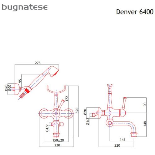 ΜΠΑΤΑΡΙΑ ΛΟΥΤΡΟΥ ΣΕΤ Bugnatese DENVER 6400 Chrome
