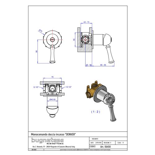 ΜΕΙΚΤΗΣ ΕΝΤΟΙΧΙΣΜΟΥ ΜΙΑΣ ΕΞΟΔΟΥ Bugnatese DENVER 6430 Chrome