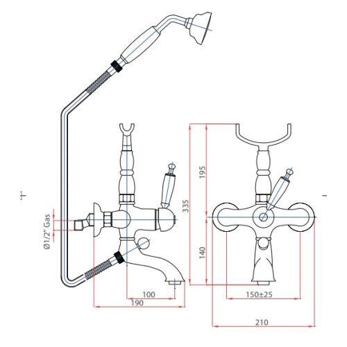 ΜΠΑΤΑΡΙΑ ΛΟΥΤΡΟΥ ΠΛΗΡΕΣ Bugnatese OXFORD 6300 Rame