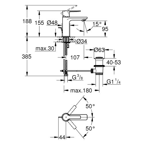 ΜΠΑΤΑΡΙΑ ΝΙΠΤΗΡΑ XS-Size GROHE Lineare 32109001