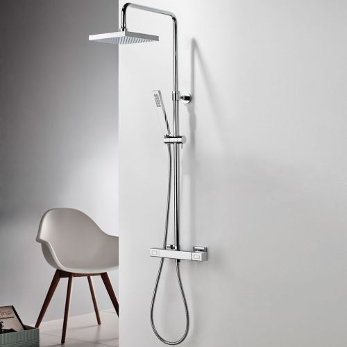 ΘΕΡΜΟΣΤΑΤΙΚΗ ΜΠΑΤΑΡΙΑ ΝΤΟΥΣ ΜΕ ΚΟΛΩΝΑ EURORAMA THERMO SQUARE 613066 Chrome
