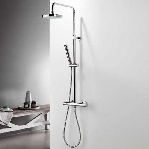 ΘΕΡΜΟΣΤΑΤΙΚΗ ΜΠΑΤΑΡΙΑ ΝΤΟΥΣ ΜΕ ΚΟΛΩΝΑ EURORAMA THERMO ROUND 615066 Chrome