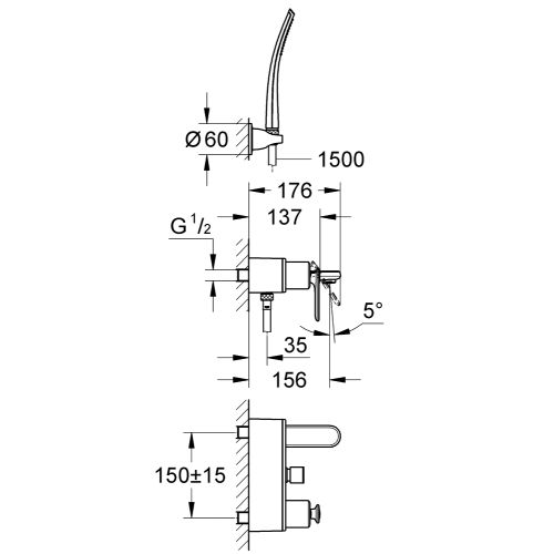 ΜΠΑΤΑΡΙΑ ΛΟΥΤΡΟΥ ΠΛΗΡΕΣ GROHE VERIS 32196 Chrome