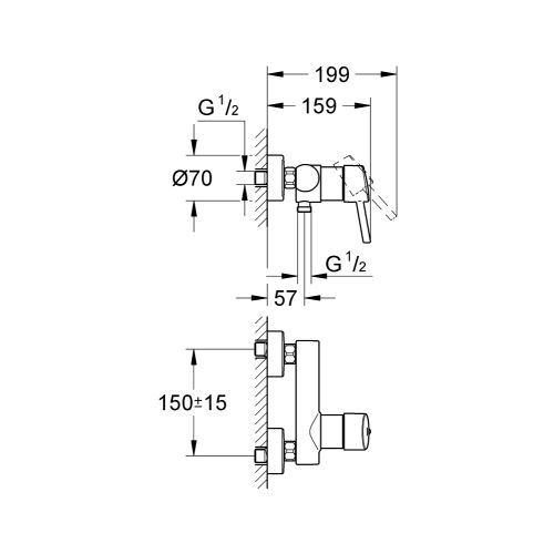 ΜΠΑΤΑΡΙΑ ΝΤΟΥΖΙΕΡΑΣ GROHE CONCETTO 32210001 Chrome