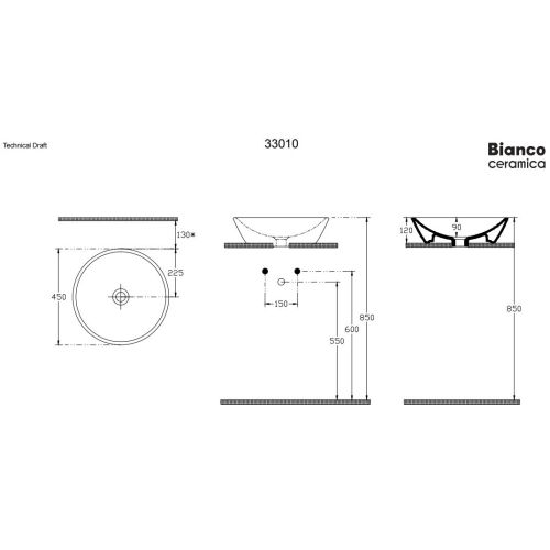 ΝΙΠΤΗΡΑΣ ΕΠΙΤΡΑΠΕΖΙΟΣ BIANCO Ceramica LUPO Color 33010-530 Taupe matt Ø 45 cm