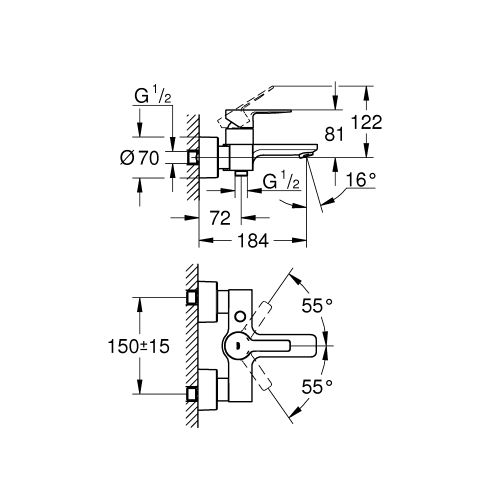 ΜΠΑΤΑΡΙΑ ΛΟΥΤΡΟΥ GROHE LINEARE 33849001 Chrome