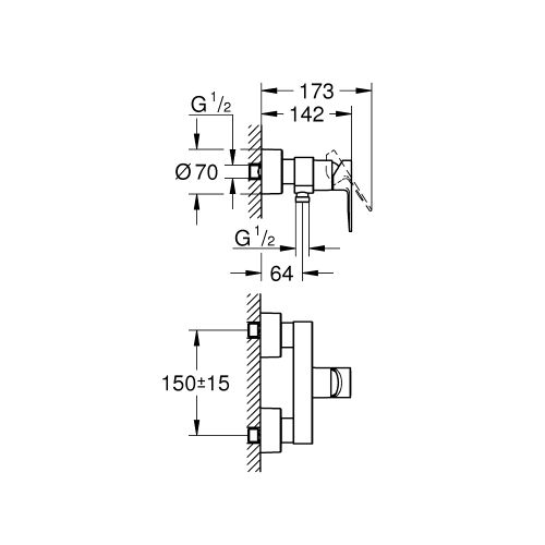 ΜΠΑΤΑΡΙΑ ΝΤΟΥΖΙΕΡΑΣ GROHE LINEARE 33865001 Chrome