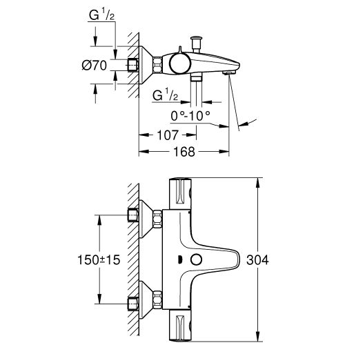 ΜΠΑΤΑΡΙΑ ΛΟΥΤΡΟΥ ΘΕΡΜΟΣΤΑΤΙΚΗ GROHE Grohtherm 800 34576000 Chrome