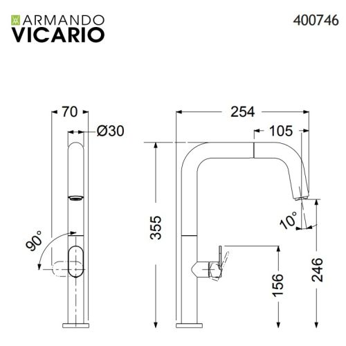 ΜΠΑΤΑΡΙΑ ΚΟΥΖΙΝΑΣ ΜΕ ΝΤΟΥΣ Armando Vicario EVA 400746 Chrome