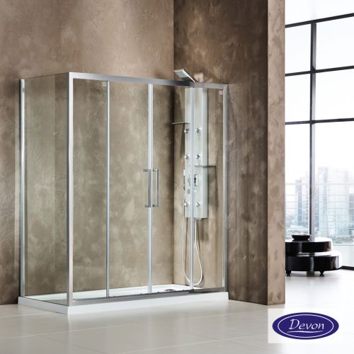 ΚΑΜΠΙΝΑ ΠΟΡΤΑ ΝΤΟΥΖΙΕΡΑΣ Devon Primus Plus Slider SL2T 200 C Χρώμιο & 1 x D3/195-100 ΠΡΟΦΙΛ ΠΡΟΕΚΤΑΣΗΣ 201-204 x h 195