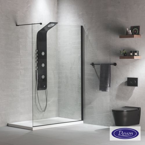 ΔΙΑΧΩΡΙΣΤΙΚΟ ΠΑΝΕΛ ΝΤΟΥΣ Devon Iwis Walk-in IW 130 C Black Matt 127-129 x h 200 cm
