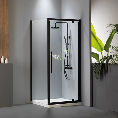 ΚΑΜΠΙΝΑ ΠΟΡΤΑ ΝΤΟΥΖΙΕΡΑΣ Devon Flow Pivot PF 90 C Black matt & 1 x F3/195-400 ΠΡΟΦΙΛ ΠΡΟΕΚΤΑΣΗΣ 91-94 x h 195 cm