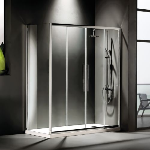 ΚΑΜΠΙΝΑ ΠΟΡΤΑ ΝΤΟΥΖΙΕΡΑΣ Devon Flow Slider 2+2 SL2F 170 C Χρώμιο & 2 x F3/195-100 ΠΡΟΦΙΛ ΠΡΟΕΚΤΑΣΗΣ 174-177 x h 195 cm