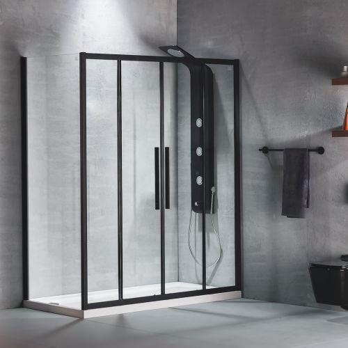 ΚΑΜΠΙΝΑ ΠΟΡΤΑ ΝΤΟΥΖΙΕΡΑΣ Devon Flow Slider 2+2 SL2F 160 C Black matt 157-161 x h 195 cm