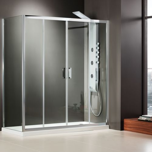 ΚΑΜΠΙΝΑ ΠΟΡΤΑ ΝΤΟΥΖΙΕΡΑΣ Axis SLIDER (2+2) SL2X 170 C Clean Glass + 1 x X3/185-100 ΠΡΟΦΙΛ ΠΡΟΕΚΤΑΣΗΣ 171-174 x h 185 cm