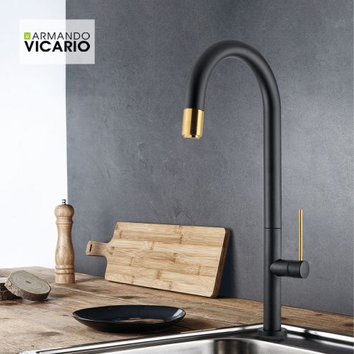 ΜΠΑΤΑΡΙΑ ΚΟΥΖΙΝΑΣ ΜΕ ΝΤΟΥΣ Armando Vicario TOZO 48780 Black Matt / Gold Brushed
