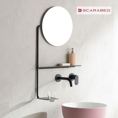 ΚΑΘΡΕΠΤΗΣ Ø36 cm ΜΕ ΕΤΑΖΕΡΑ ΚΑΙ ΠΟΤΗΡΟΘΗΚΗ SCARABEO 2302-NROP BLACK MATT 51x82 cm