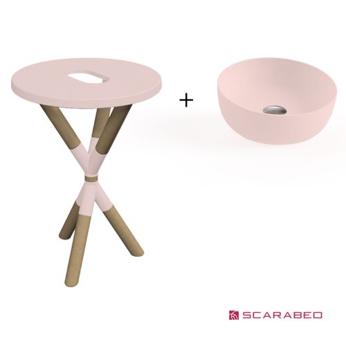 ΕΠΙΠΛΟ ΜΠΑΝΙΟΥ CROSS ANTIQUE PINK (ΡΟΖ ΜΑΤ) 2501F0-9854 & ΝΙΠΤΗΡΑΣ ΕΠΙΤΡΑΠΕΖΙΟΣ SCARABEO GLAM 1808 ANTIQUE PINK (ΡΟΖ ΜΑΤ) Ø33 cm