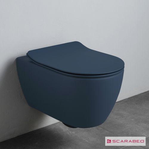 ΛΕΚΑΝΗ WC ΚΡΕΜΑΣΤΗ ΜΕ ΚΑΛΥΜΜΑ SCARABEO MOON Clean Flush® Ocean (Blue) 50,5x36 cm