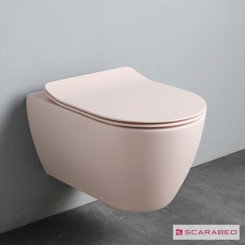 ΛΕΚΑΝΗ WC ΚΡΕΜΑΣΤΗ ΜΕ ΚΑΛΥΜΜΑ SCARABEO MOON Clean Flush® Antique Pink (Ροζ) 50,5x36 cm